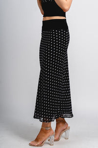 Polka dot midi skirt black/white | Lush Fashion Lounge: boutique fashion skirts, affordable boutique skirts, cute affordable skirts