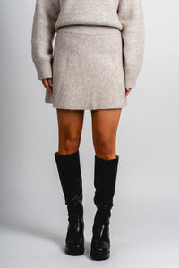 Sweater mini skirt oatmeal | Lush Fashion Lounge: boutique fashion skirts, affordable boutique skirts, cute affordable skirts
