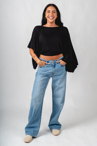 Asymmetrical lightweight sweater black - Trendy Sweaters | Cute Pullover Sweaters at Lush Fashion Lounge Boutique in Oklahoma City