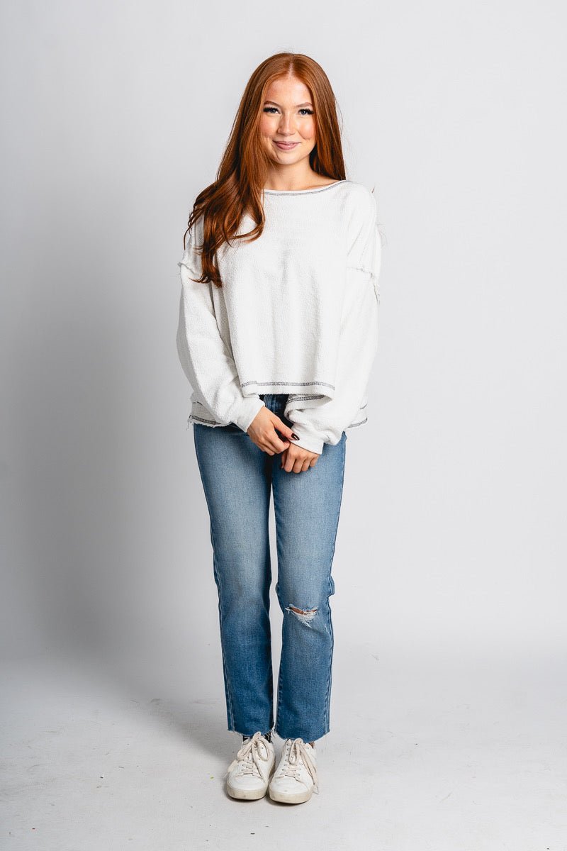 Terry open back top ash grey