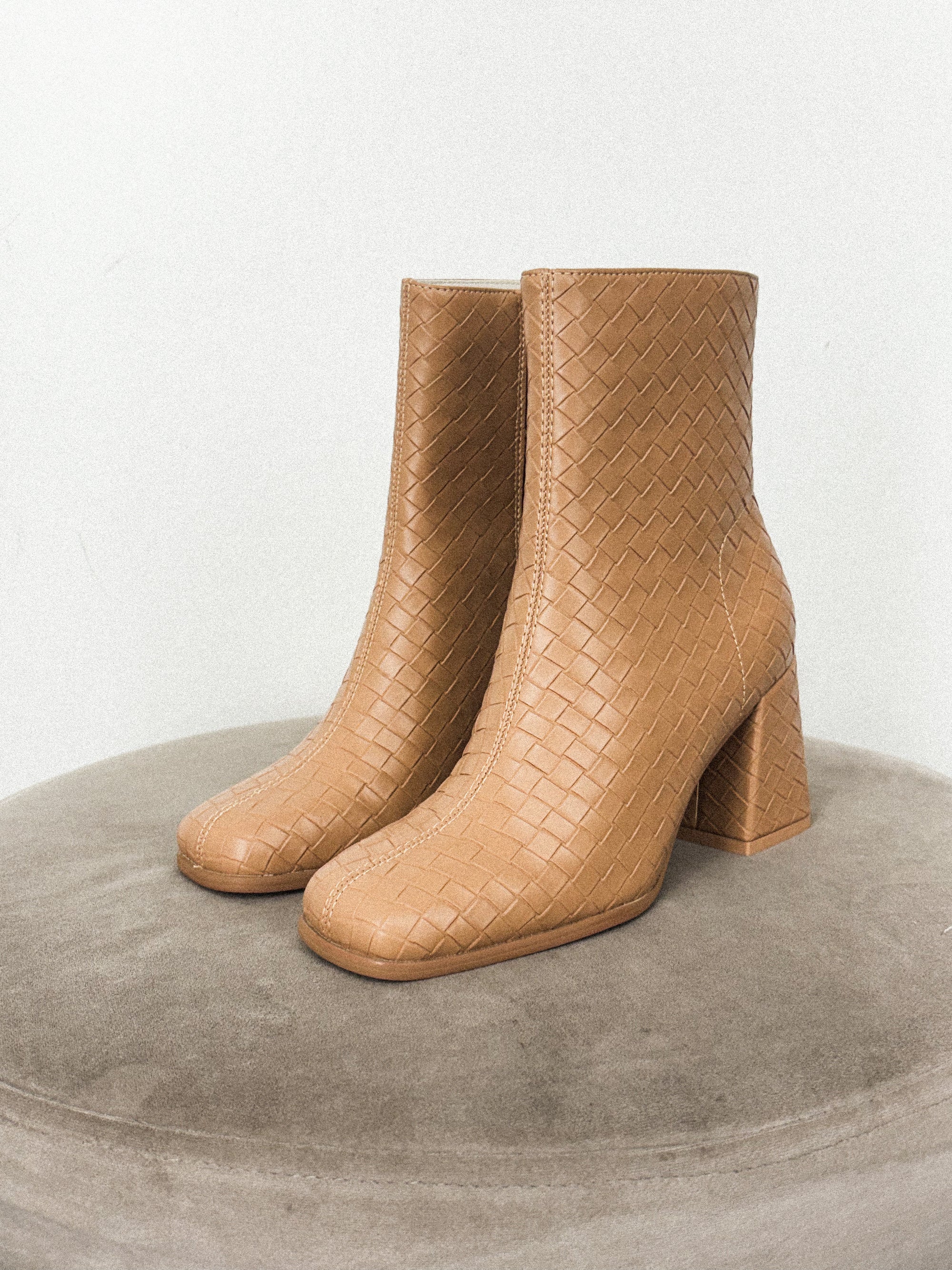 Demi block heel ankle boot camel