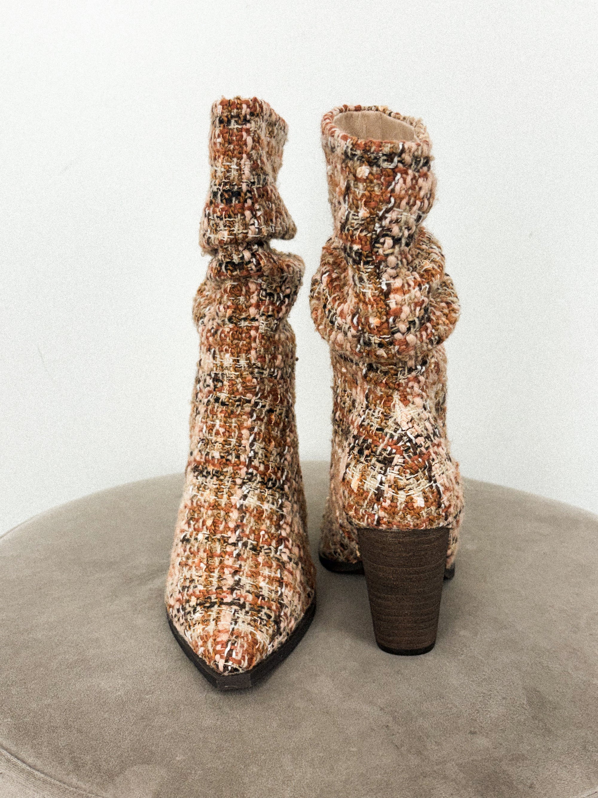 Letty tweed slouch bootie chai