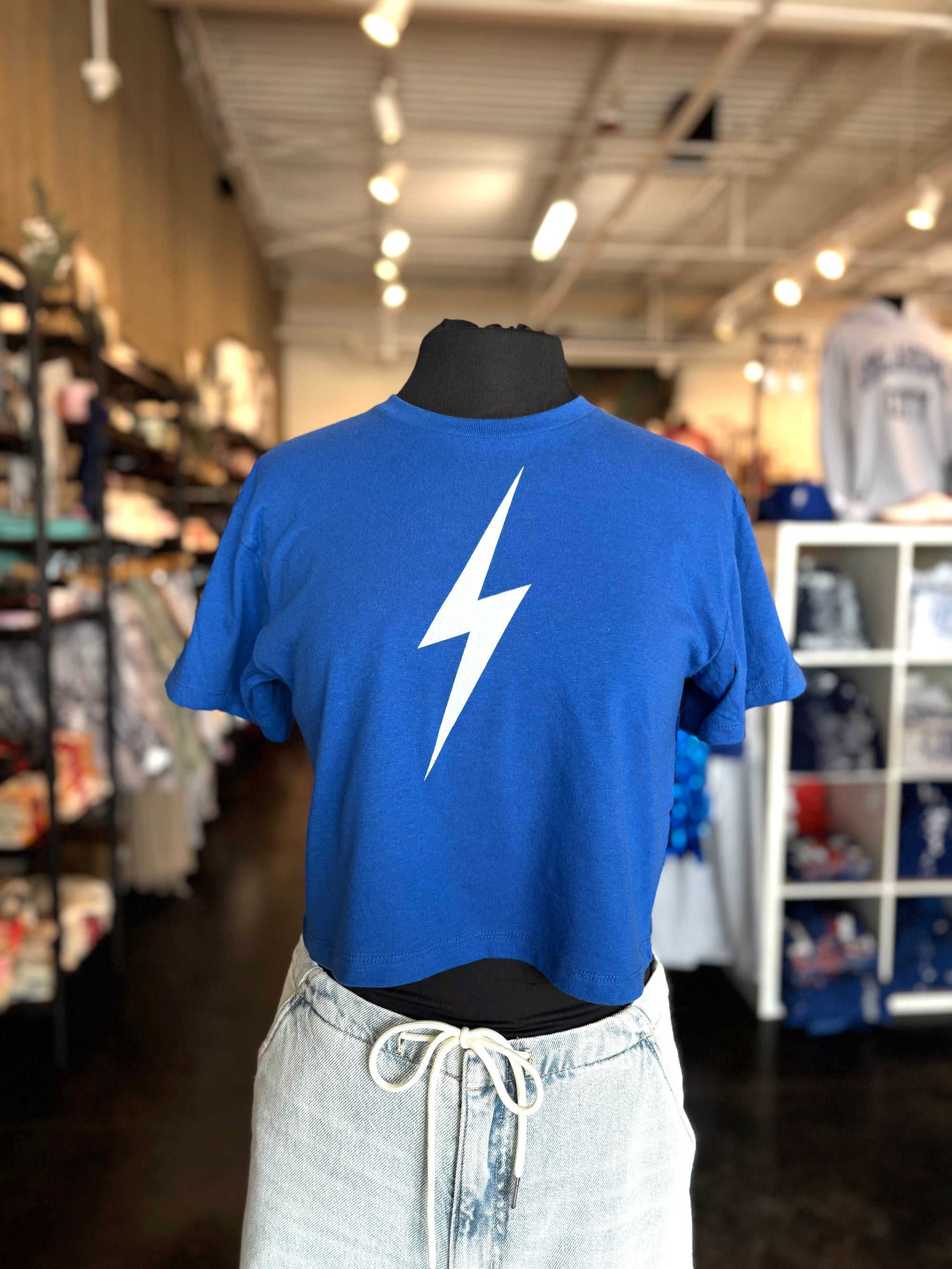 OKC just the bolt crop t-shirt - Trendy OKC Apparel at Lush Fashion Lounge Boutique in Oklahoma City