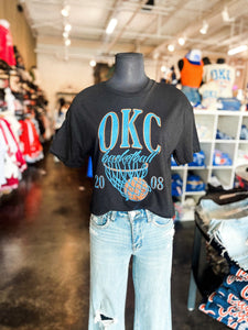 OKC big basketball crop t-shirt black - Oklahoma City inspired graphic t-shirts at Lush Fashion Lounge Boutique in Oklahoma City