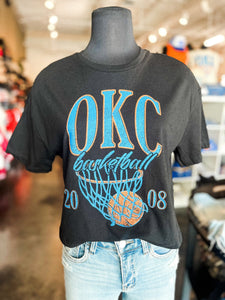 OKC big basketball crop t-shirt black - Trendy OKC Apparel at Lush Fashion Lounge Boutique in Oklahoma City