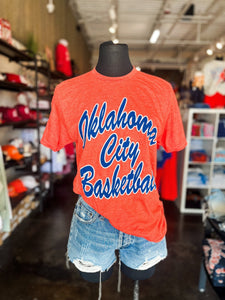 OKC basketball script unisex t-shirt orange - Oklahoma City inspired graphic t-shirts at Lush Fashion Lounge Boutique in Oklahoma City