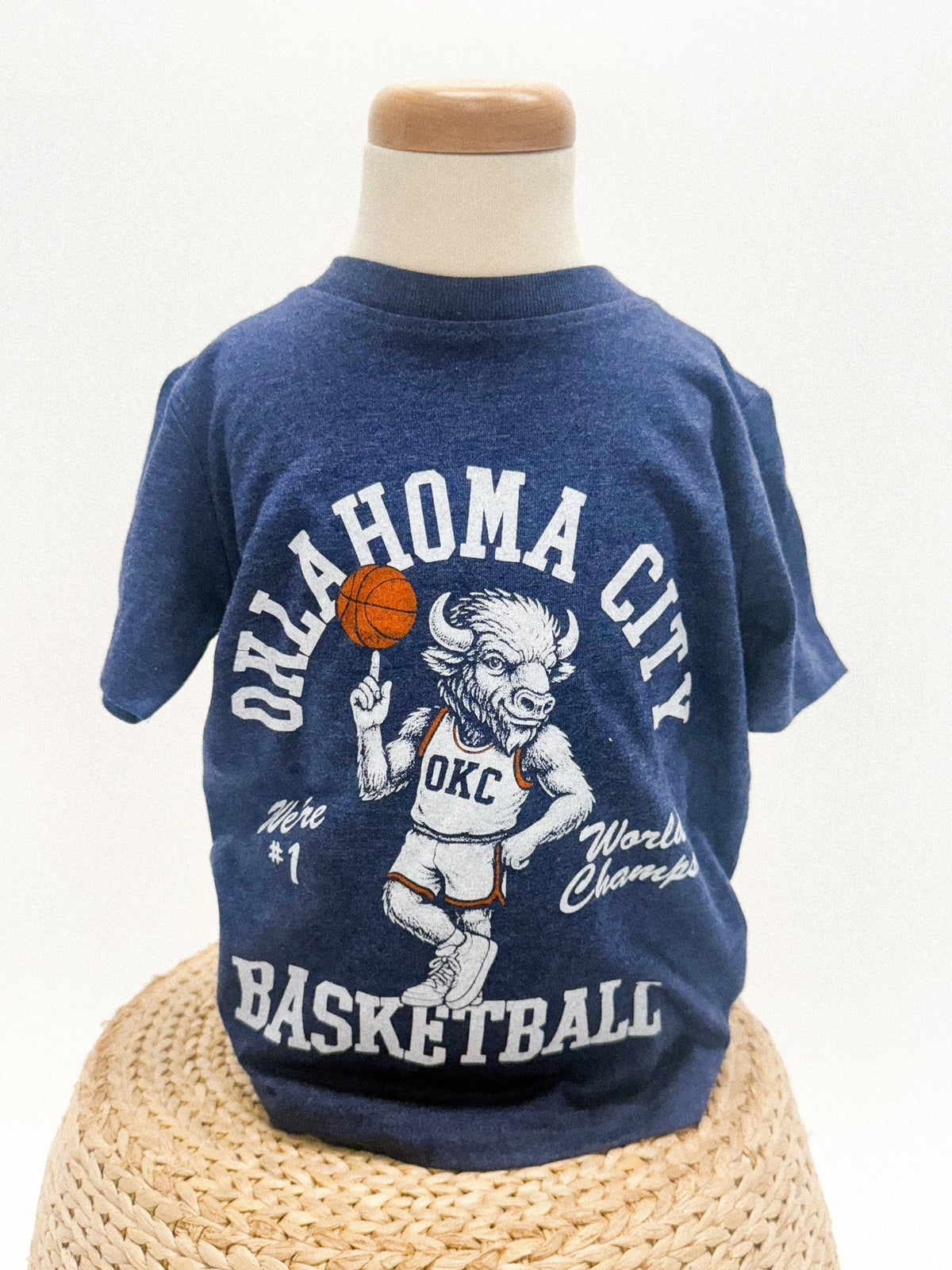 KIDS OKC basketball champions bison tee navy - Stylish T-shirt - Cute Mommy and Me Apparel at Lush Fashion Lounge Boutique in Oklahoma