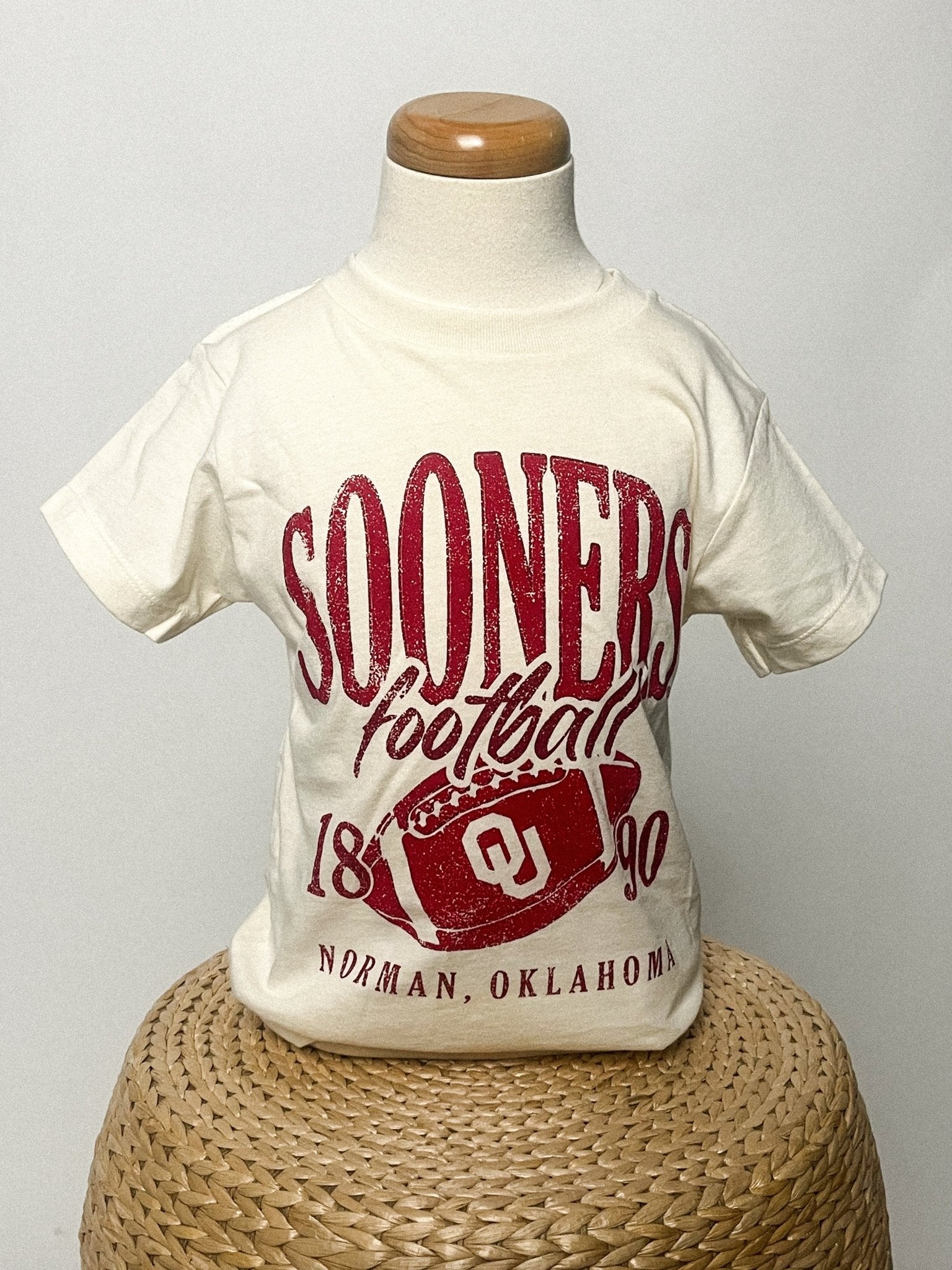 OU KIDS OU Sooners big football tee cream T-shirt | Lush Fashion Lounge Trendy Oklahoma University Sooners Apparel & Cute Gameday T-Shirts