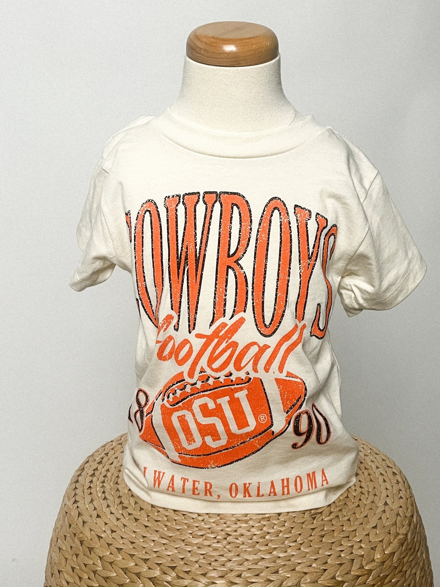 OSU KIDS OSU Cowboys big football tee cream T-shirt | Lush Fashion Lounge Trendy Oklahoma State Cowboys Apparel & Cute Gameday T-Shirts