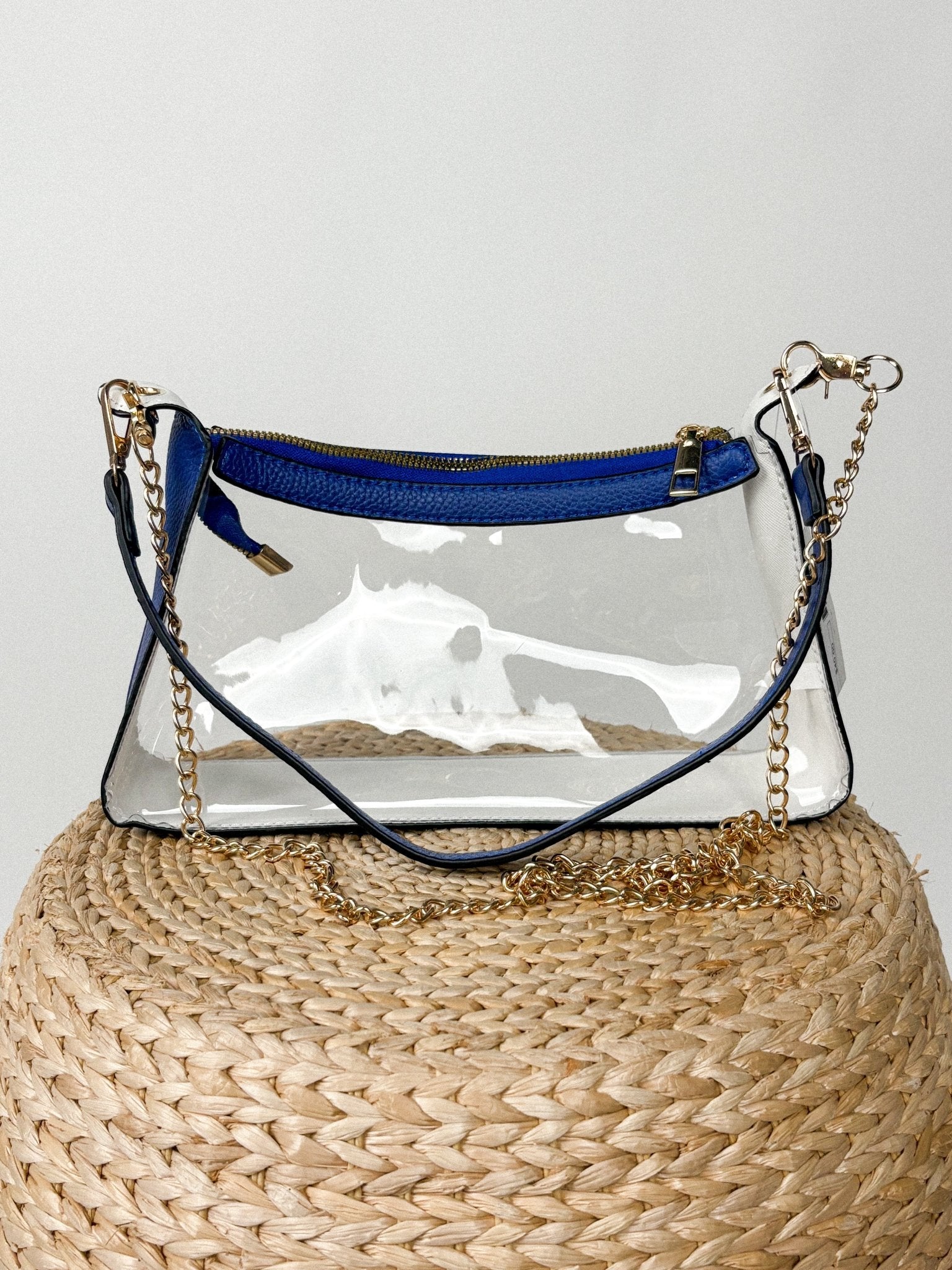 Clear satchel crossbody bag royal - Trendy OKC Apparel at Lush Fashion Lounge Boutique in Oklahoma City