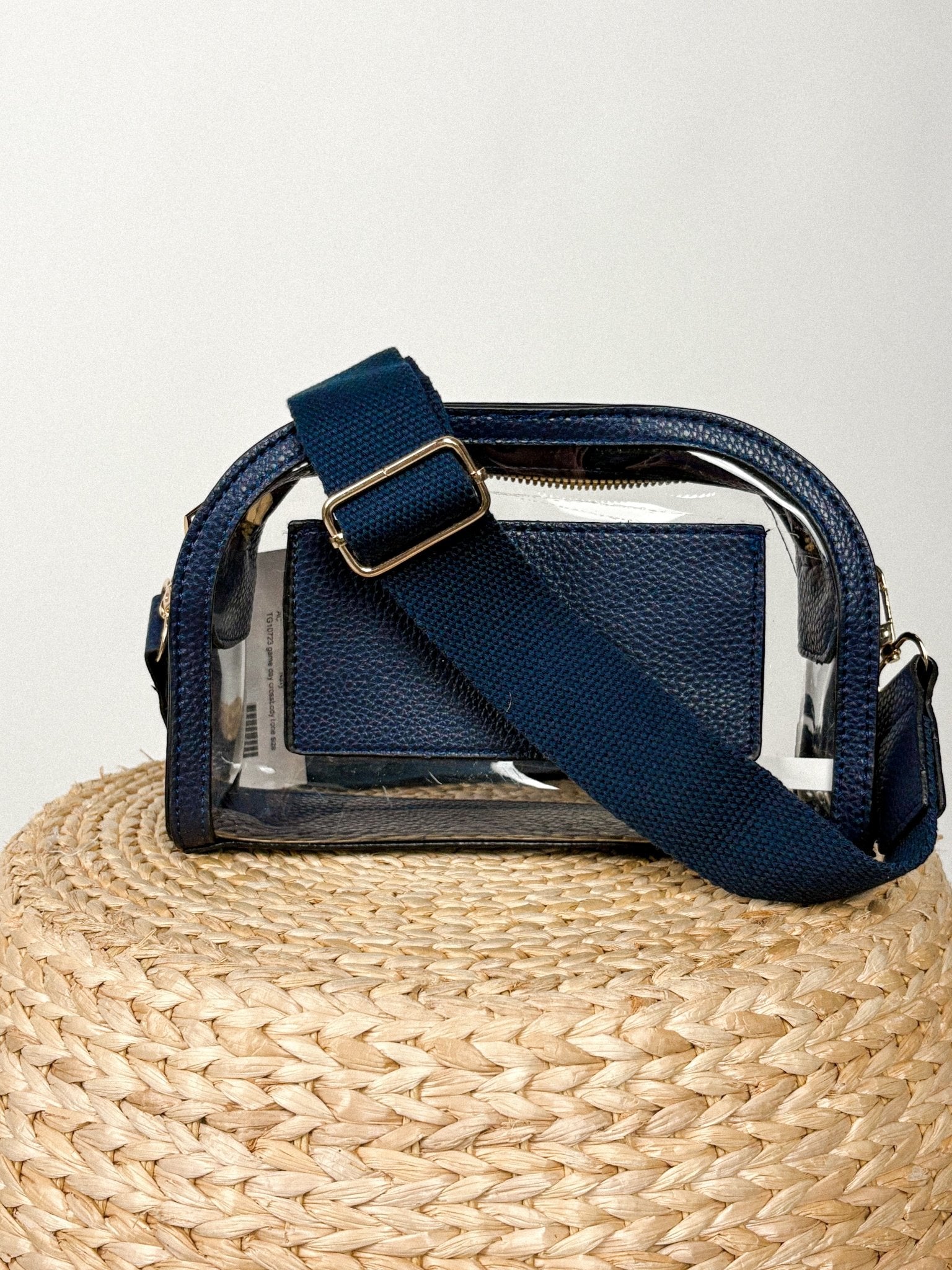 Patch pocket clear purse navy - Trendy OKC Apparel at Lush Fashion Lounge Boutique in Oklahoma City