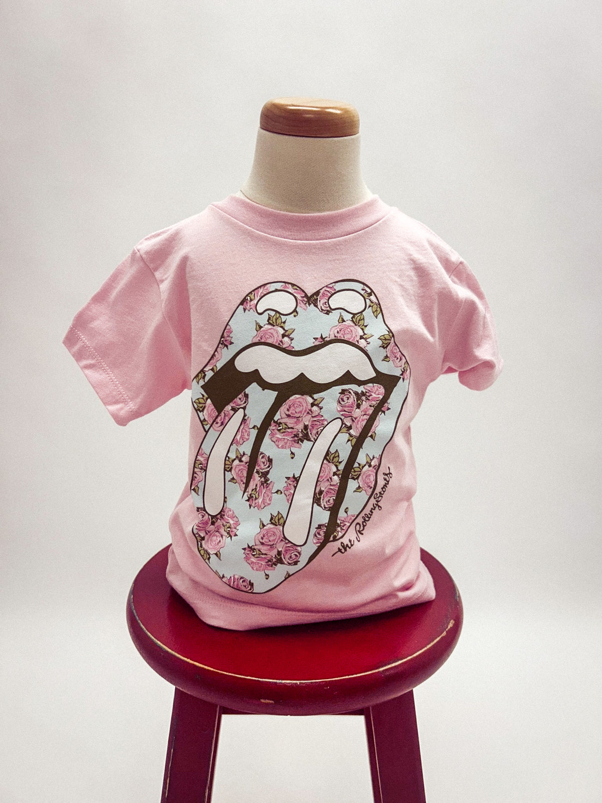 Kids Rolling Stones floral lick t-shirt pink - Trendy Band T-Shirts and Sweatshirts at Lush Fashion Lounge Boutique in Oklahoma City