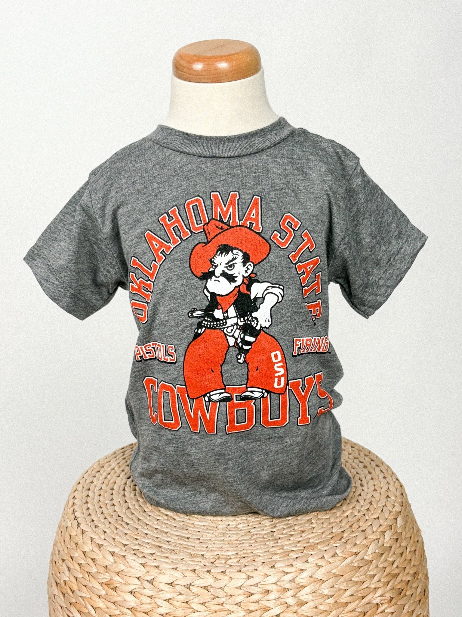 OSU KIDS OSU Cowboys mascot t-shirt grey T-shirt | Lush Fashion Lounge Trendy Oklahoma State Cowboys Apparel & Cute Gameday T-Shirts