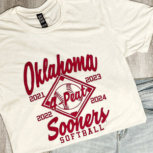 OU OU softball championship 4 peat unisex t-shirt natural T-shirts | Lush Fashion Lounge Trendy Oklahoma University Sooners Apparel & Cute Gameday T-Shirts