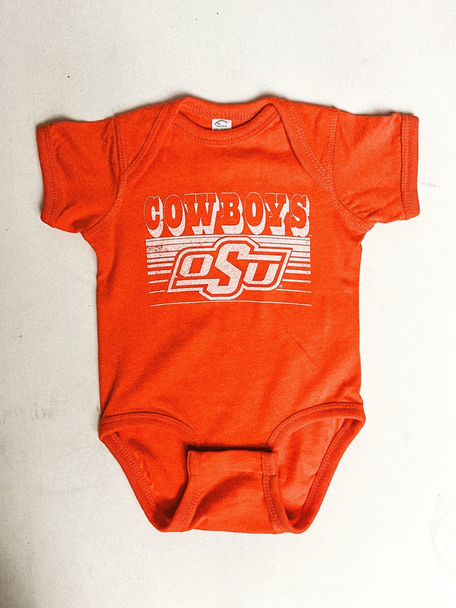 KIDS OSU Cowboys logo lines onesie orange Trendy Kids Apparel Lush Fashion Lounge