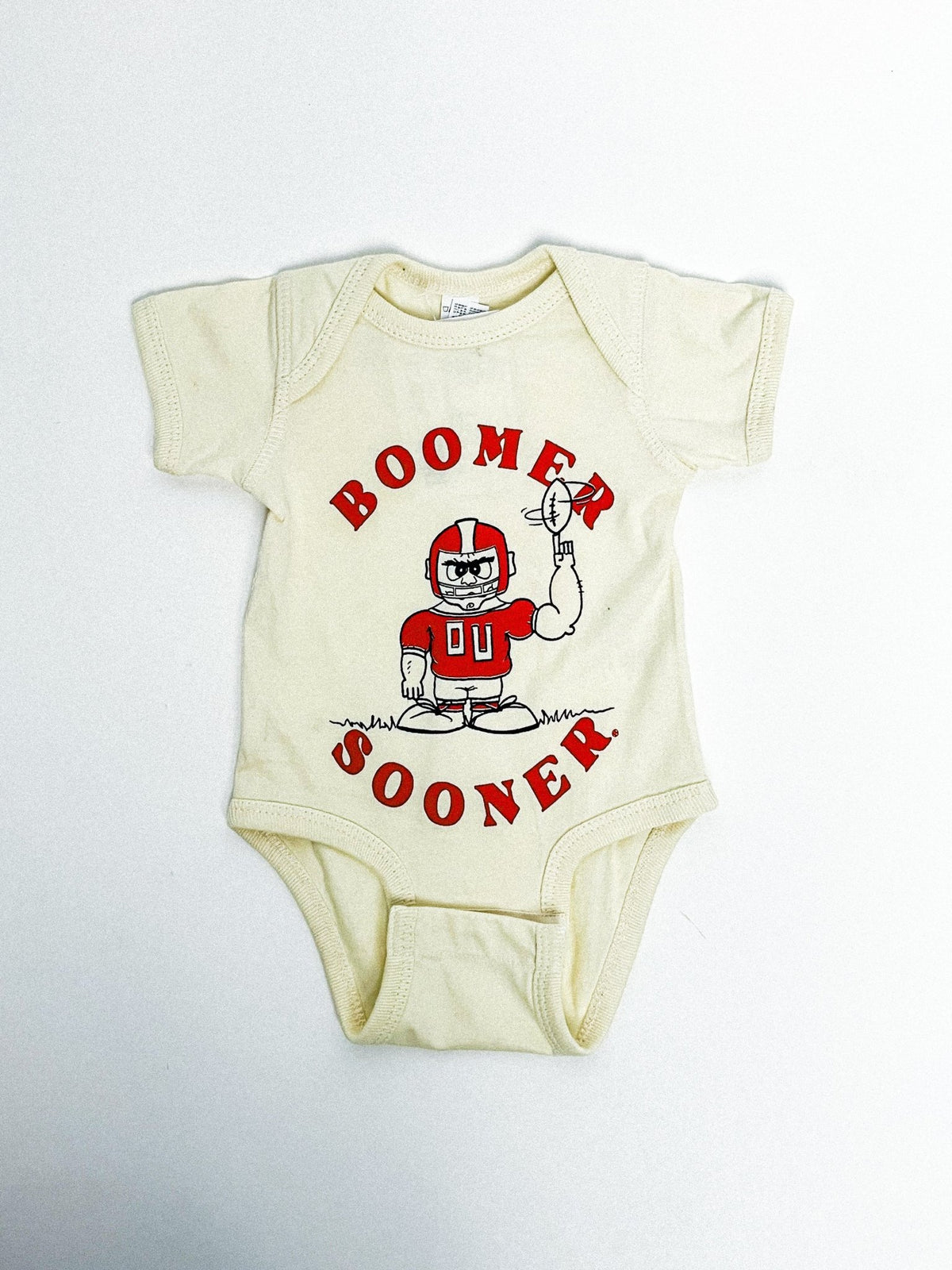 OU KIDS OU football player onesie natural Onesie | Lush Fashion Lounge Trendy Oklahoma University Sooners Apparel & Cute Gameday T-Shirts