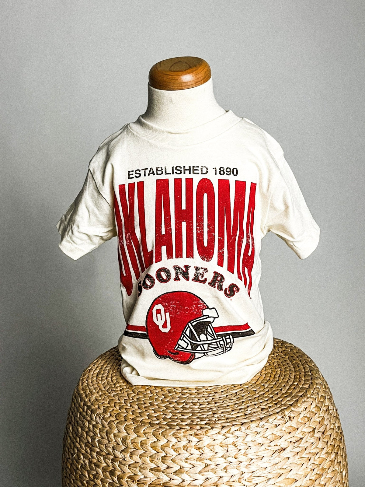 OU KIDS OU established helmet t-shirt ivory T-shirt | Lush Fashion Lounge Trendy Oklahoma University Sooners Apparel & Cute Gameday T-Shirts