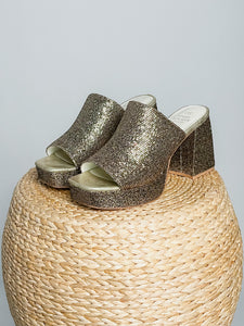 Crystal platform glitter heel gold - Cute Shoes - Trendy Shoes at Lush Fashion Lounge Boutique in Oklahoma City