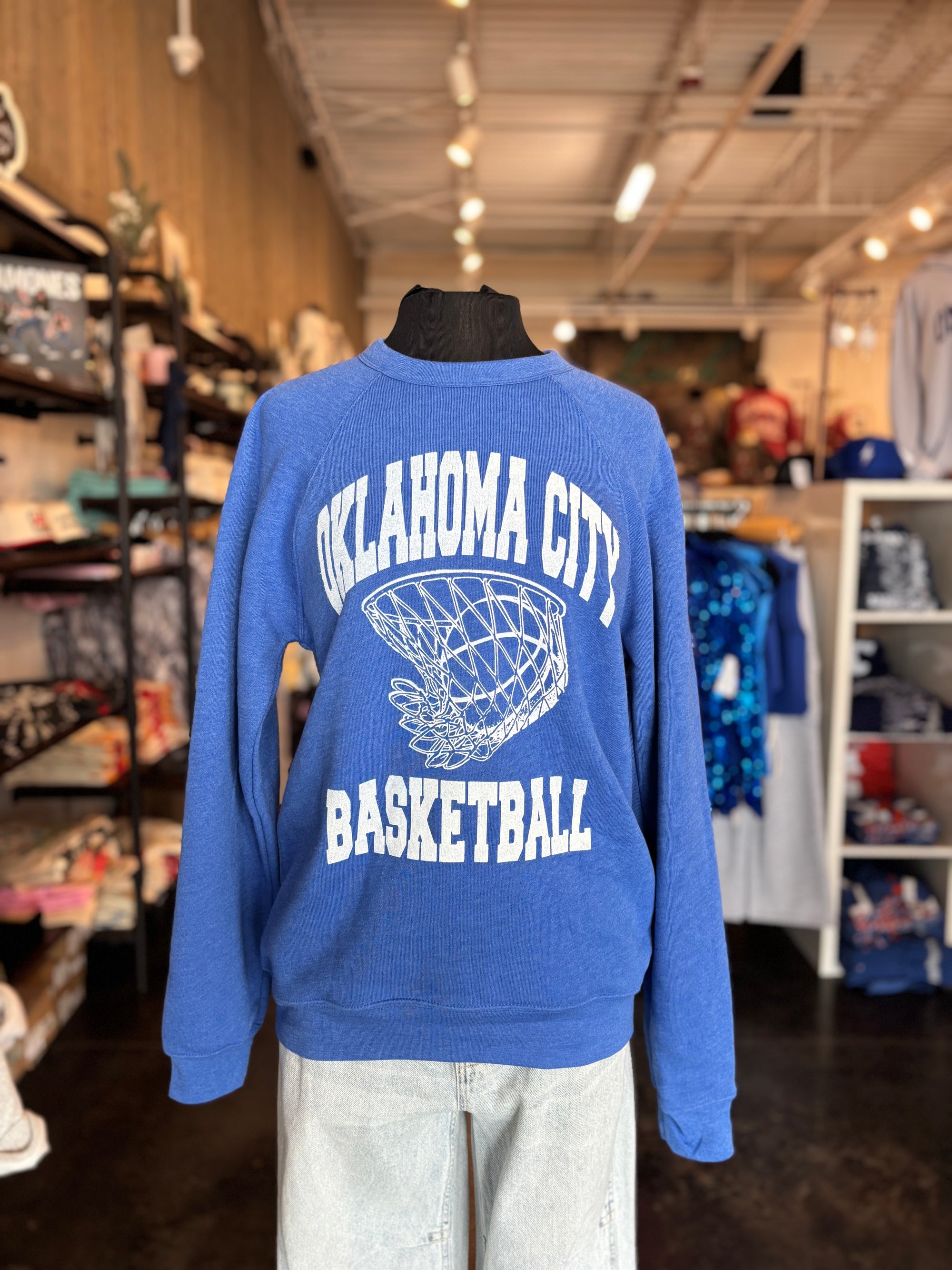 OKC swish fleece sweatshirt royal blue - Trendy OKC Apparel at Lush Fashion Lounge Boutique in Oklahoma City