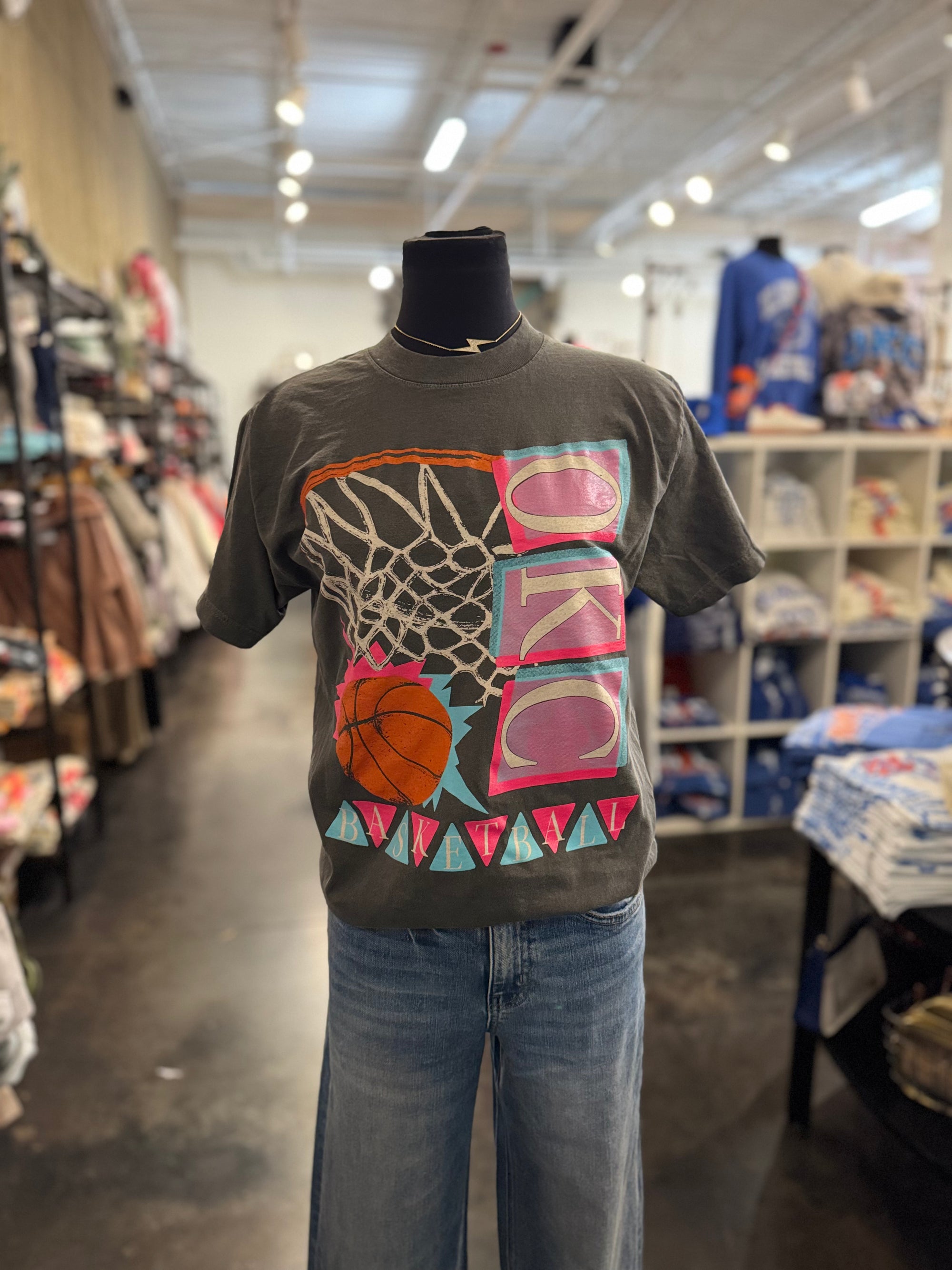 OKC basketball 90's retro unisex t-shirt vintage black - Trendy OKC Apparel at Lush Fashion Lounge Boutique in Oklahoma City