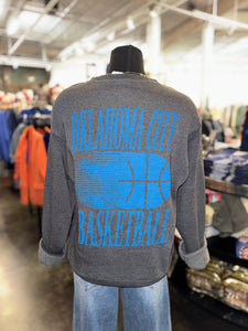 OKC basketball front & back fade sweatshirt - Trendy OKC Apparel at Lush Fashion Lounge Boutique in Oklahoma City