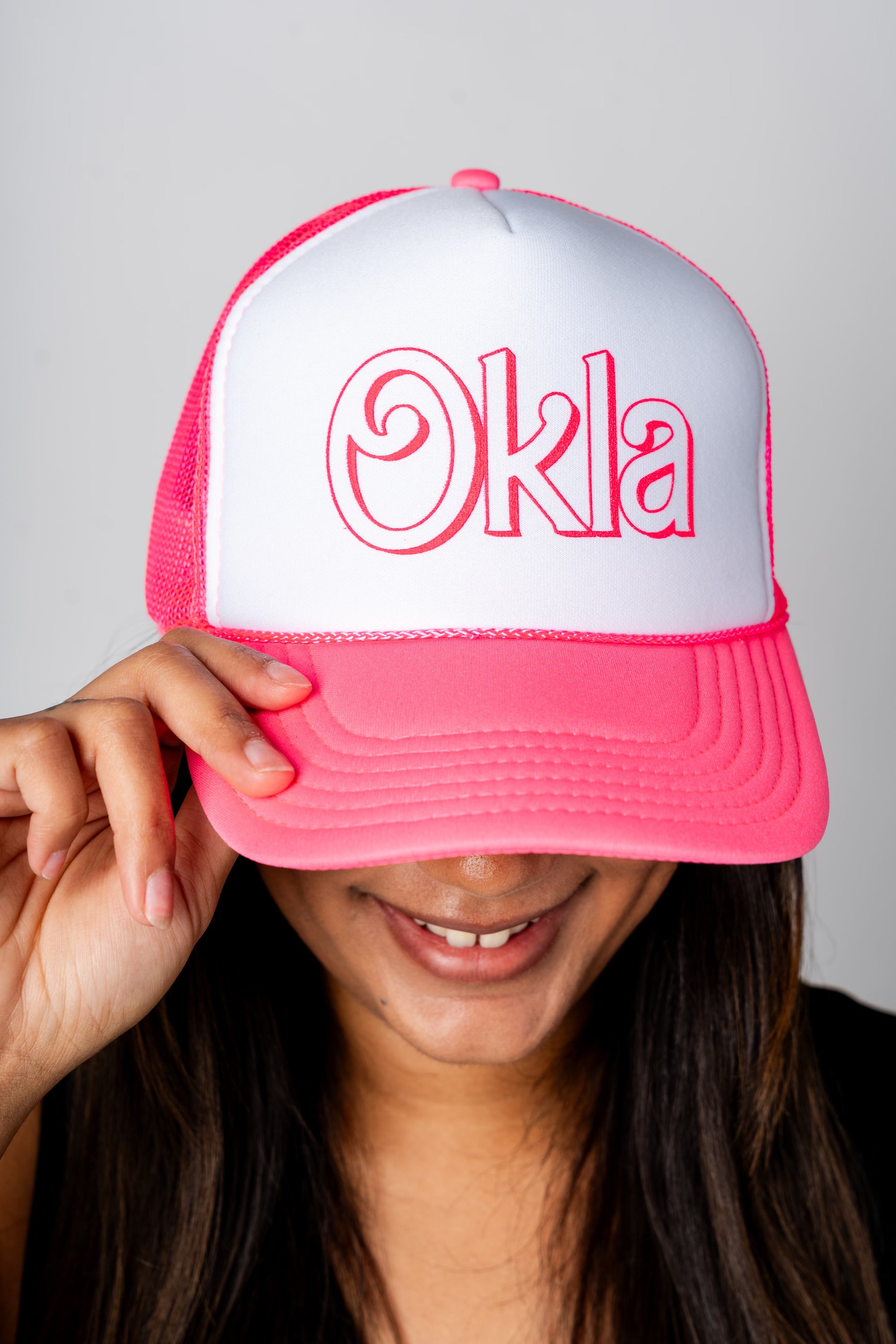 Okla Barbie trucker hat hot pink - Trendy Hats at Lush Fashion Lounge Boutique in Oklahoma City