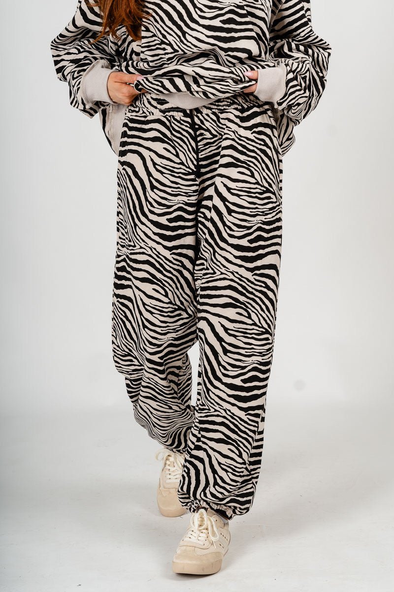 Zebra joggers black/taupe - Trendy pants - Cute Loungewear Collection at Lush Fashion Lounge Boutique in Oklahoma City