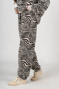 Zebra joggers black/taupe - Stylish pants - Trendy Lounge Sets at Lush Fashion Lounge Boutique in Oklahoma City