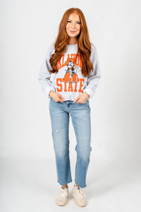 OSU OSU center logo champ fleece sweatshirt ash Sweatshirt | Lush Fashion Lounge Trendy Oklahoma State Cowboys Apparel & Cute Gameday T-Shirts