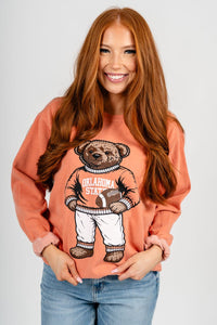 OSU OSU teddy bear comfort colors sweatshirt orange Sweatshirt | Lush Fashion Lounge Trendy Oklahoma State Cowboys Apparel & Cute Gameday T-Shirts