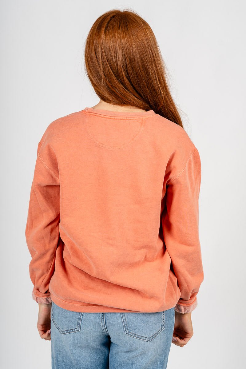 OSU OSU teddy bear comfort colors sweatshirt orange Sweatshirt | Lush Fashion Lounge Trendy Oklahoma State Cowboys Apparel & Cute Gameday T-Shirts