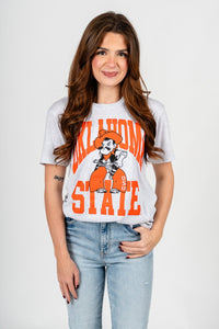 OSU OSU Pistol Pete center logo unisex short sleeve shirt ash T-shirt | Lush Fashion Lounge Trendy Oklahoma State Cowboys Apparel & Cute Gameday T-Shirts