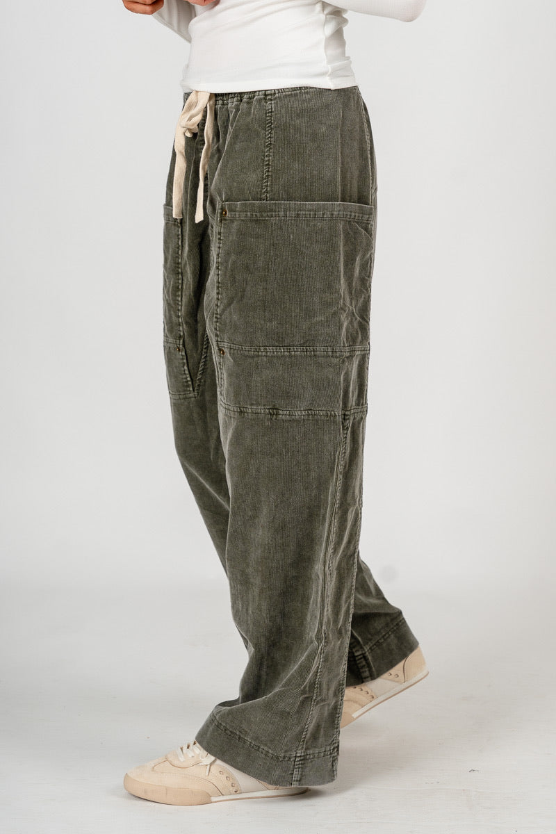 Corduroy cargo pants olive