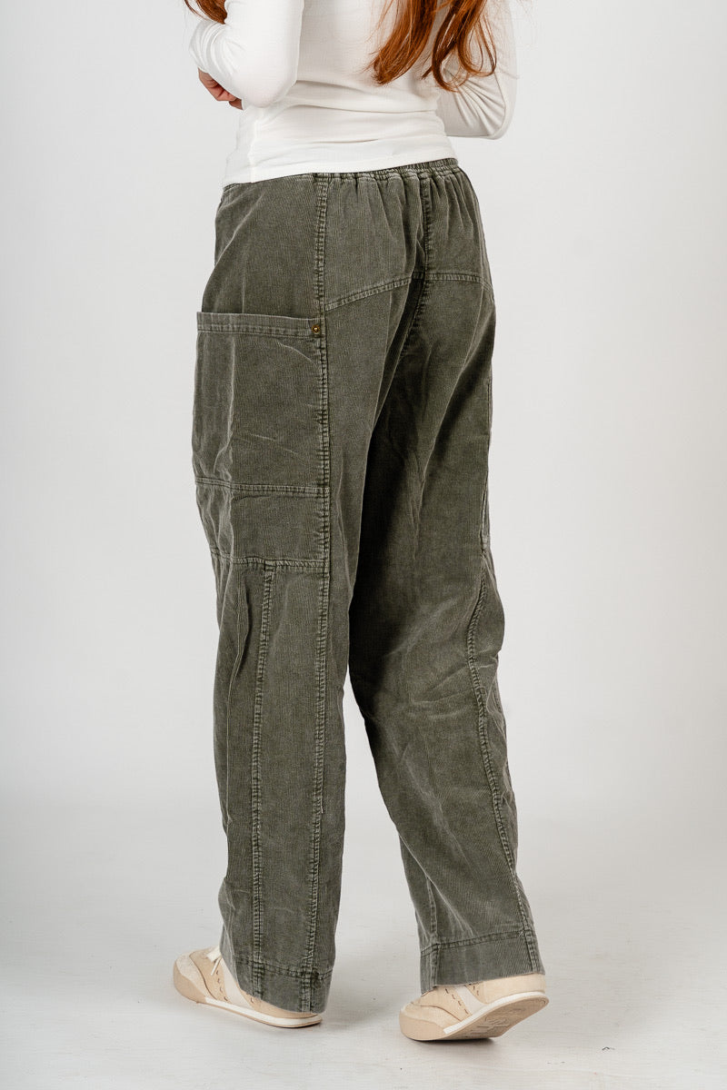 Corduroy cargo pants olive
