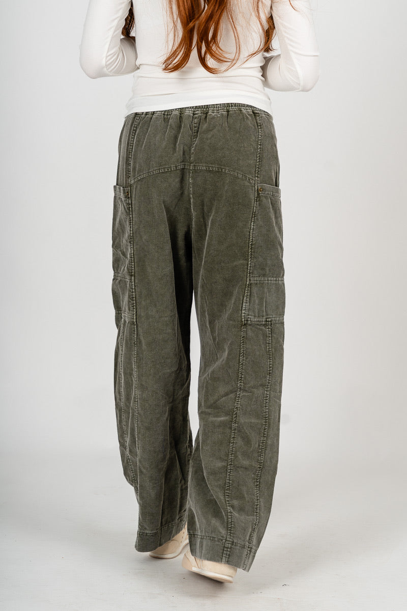 Corduroy cargo pants olive