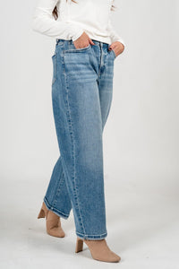Flying Monkey high rise cuffed barrel jeans radiant | Lush Fashion Lounge: boutique women's jeans, fashion jeans for women, affordable fashion jeans, cute boutique jeans