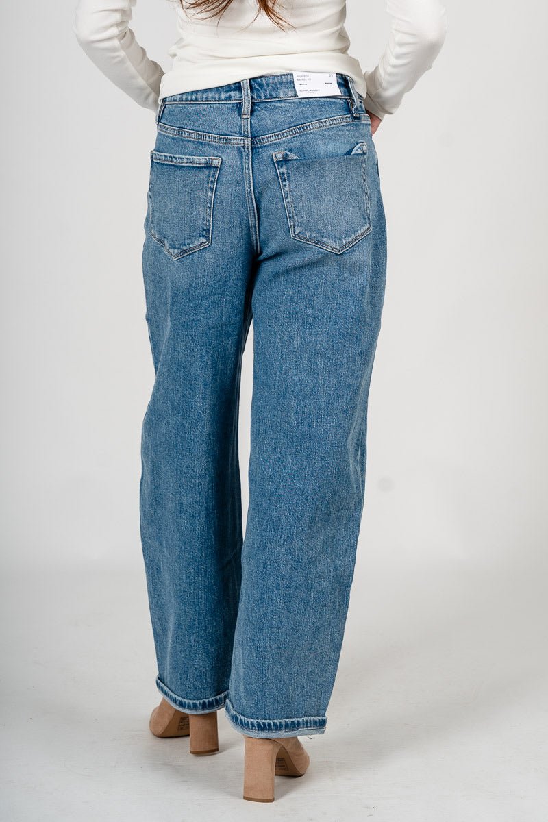 Flying Monkey high rise cuffed barrel jeans radiant | Lush Fashion Lounge: boutique women's jeans, fashion jeans for women, affordable fashion jeans, cute boutique jeans