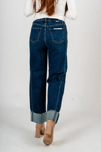 Daze pleaser high rise cuffed wide ankle jeans slow motion | Lush Fashion Lounge: boutique women's jeans, fashion jeans for women, affordable fashion jeans, cute boutique jeans