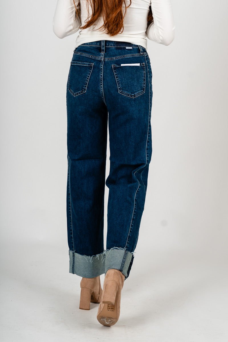 Daze pleaser high rise cuffed wide ankle jeans slow motion | Lush Fashion Lounge: boutique women's jeans, fashion jeans for women, affordable fashion jeans, cute boutique jeans