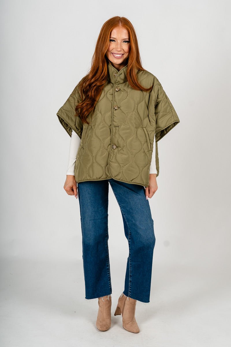 Quilted oversized vest olive