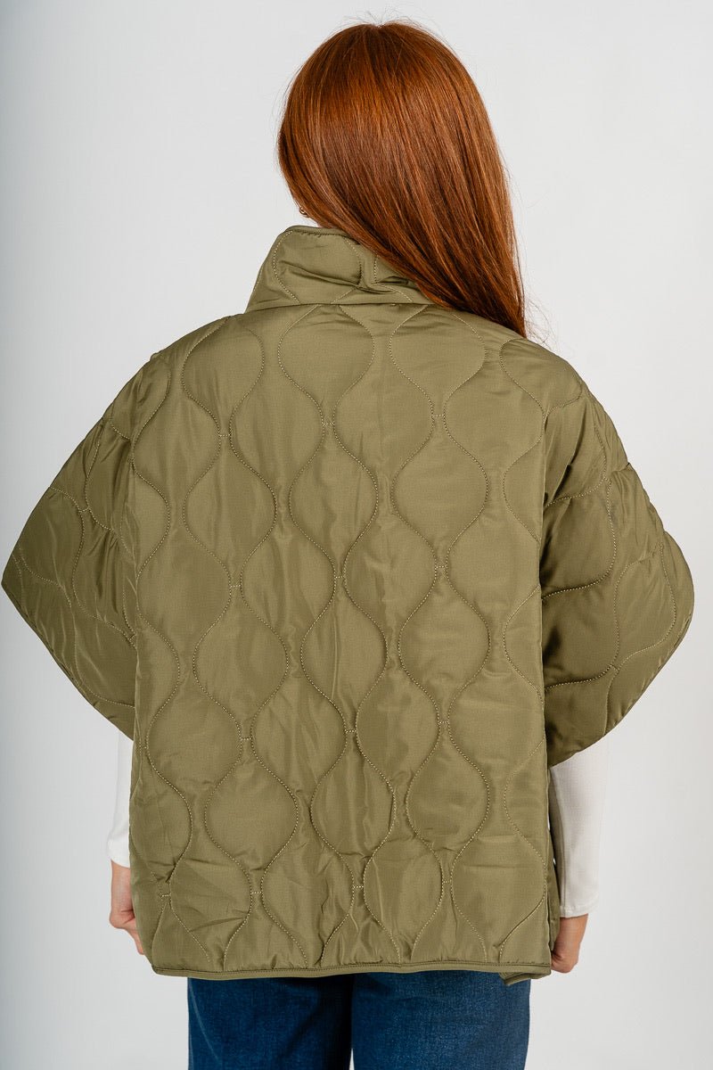 Quilted oversized vest olive