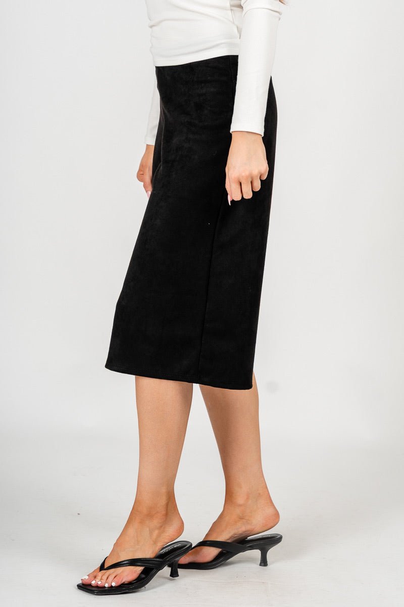 Suede capri pants black