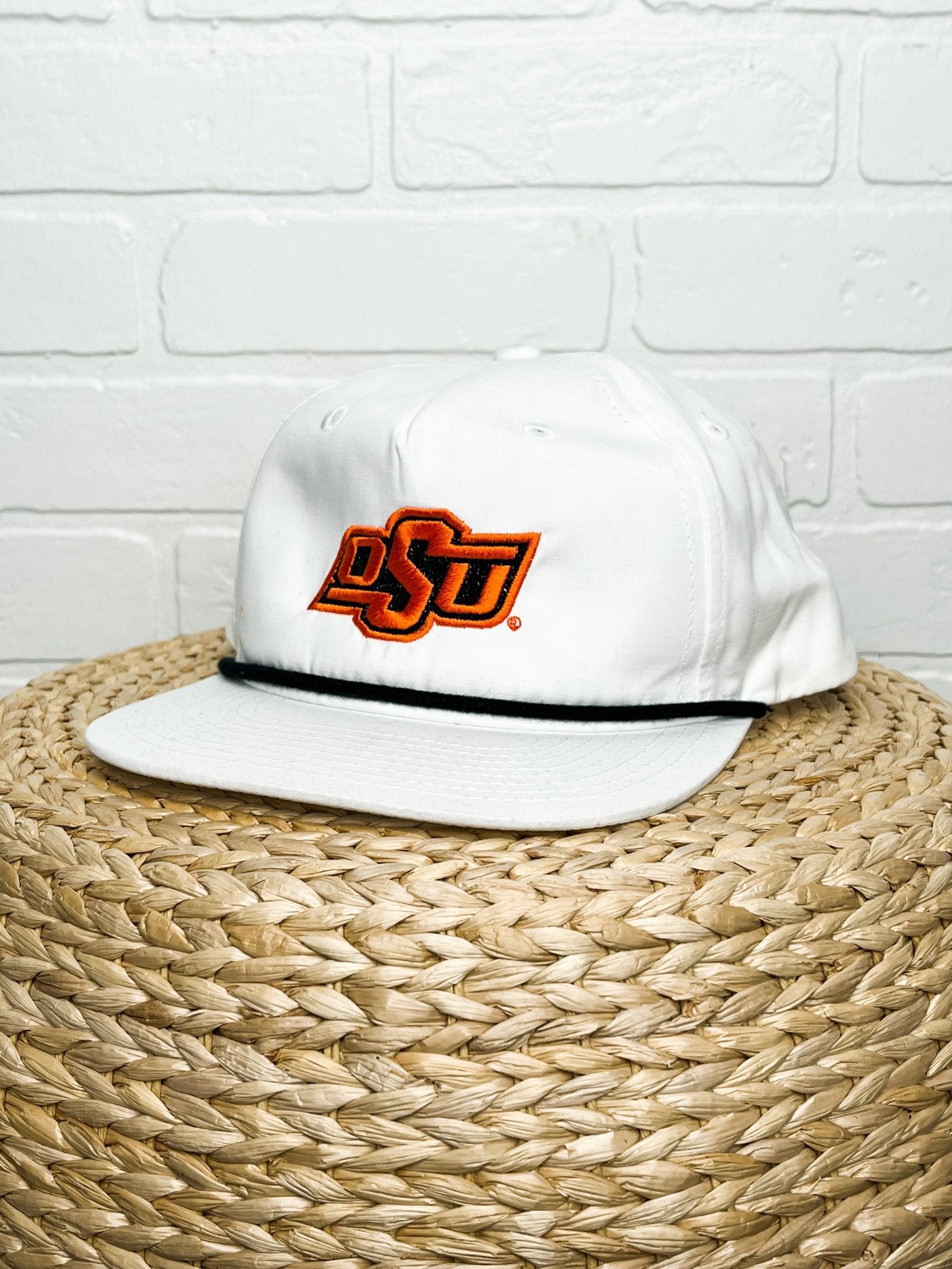 OSU OSU slanted rope snapback hat white Hats | Lush Fashion Lounge Trendy Oklahoma State Cowboys Apparel & Cute Gameday T-Shirts