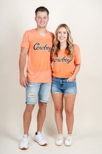 OSU OSU Cowboys classic script v-neck t-shirt orange T-shirts | Lush Fashion Lounge Trendy Oklahoma State Cowboys Apparel & Cute Gameday T-Shirts