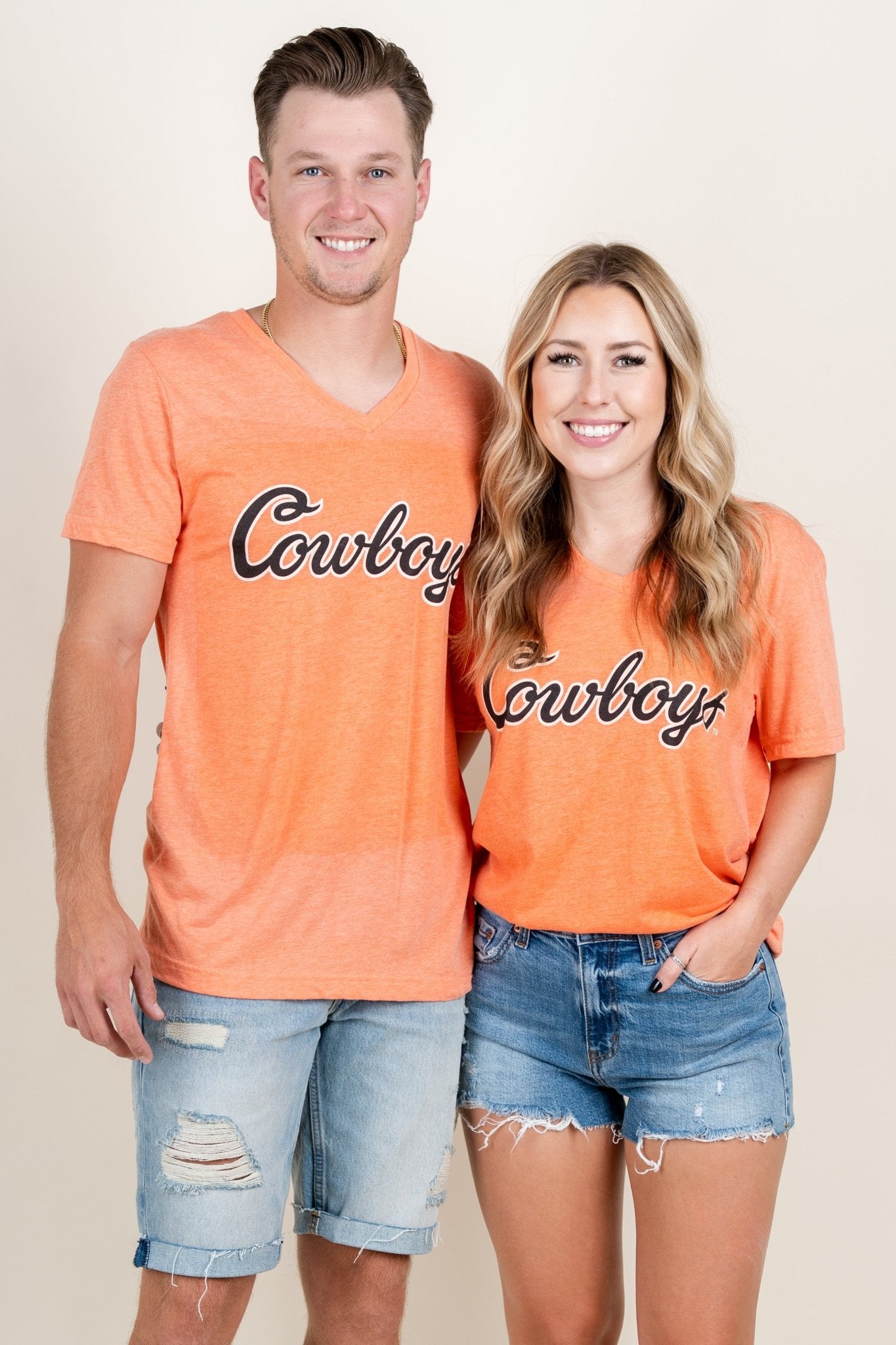 OSU OSU Cowboys classic script v-neck t-shirt orange T-shirts | Lush Fashion Lounge Trendy Oklahoma State Cowboys Apparel & Cute Gameday T-Shirts