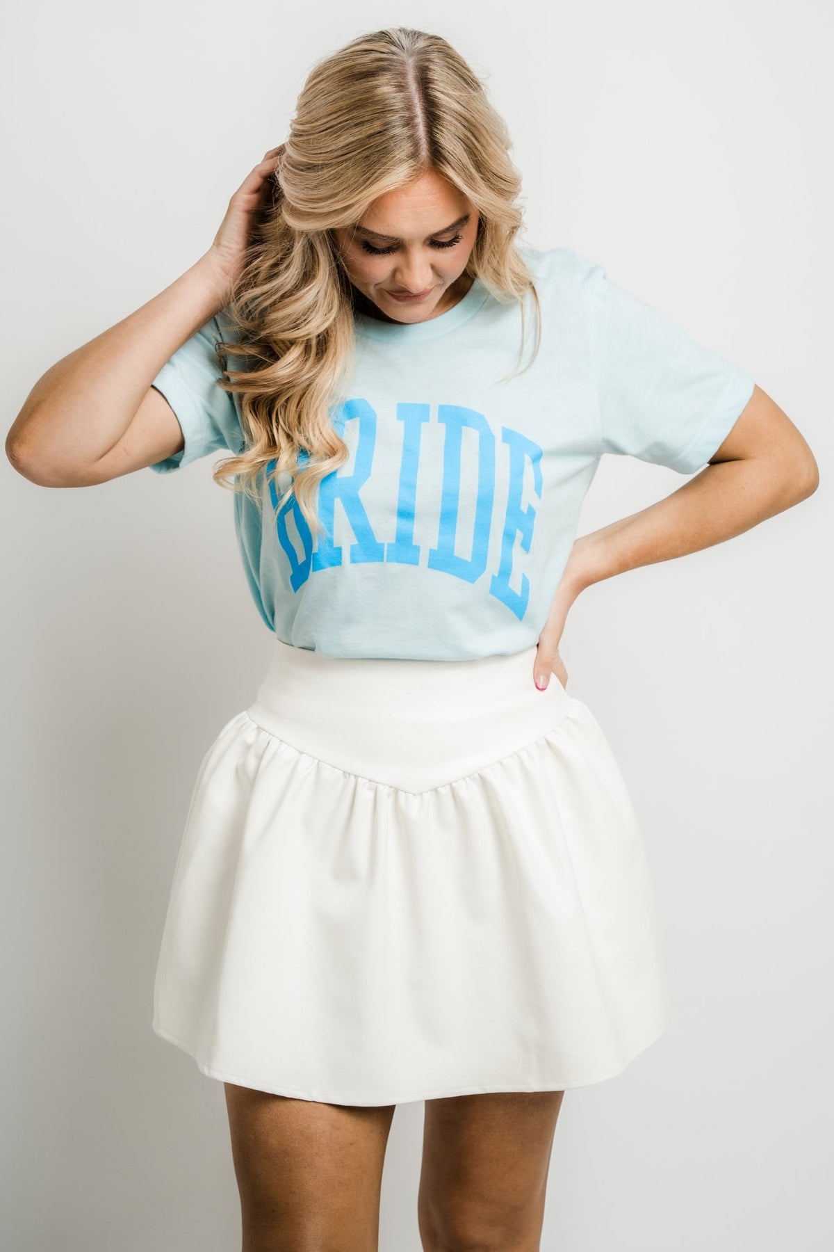 Bride XL short sleeve crew ice blue - Stylish T-shirts -  Cute Bridal Collection at Lush Fashion Lounge Boutique in Oklahoma City