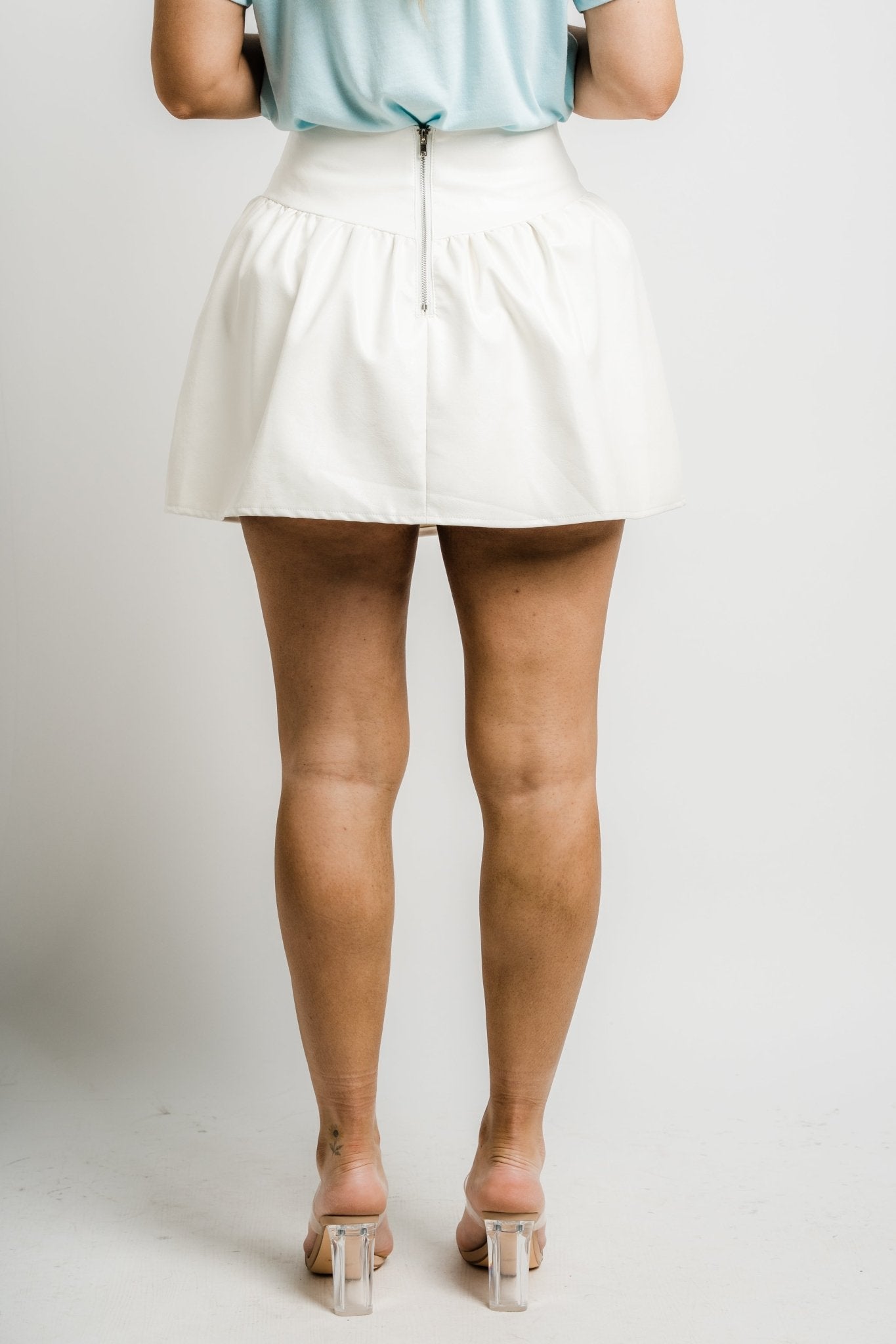 Faux leather ruffle skirt white - Adorable skirt - Unique Bridesmaid Ideas at Lush Fashion Lounge Boutique in Oklahoma