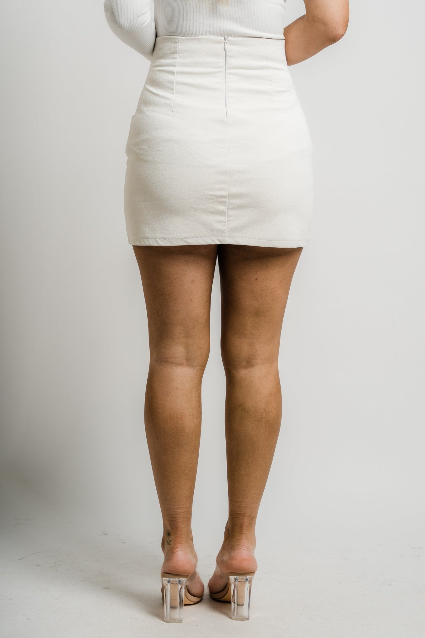 Faux leather mini skirt white - Adorable skirt - Unique Bridesmaid Ideas at Lush Fashion Lounge Boutique in Oklahoma
