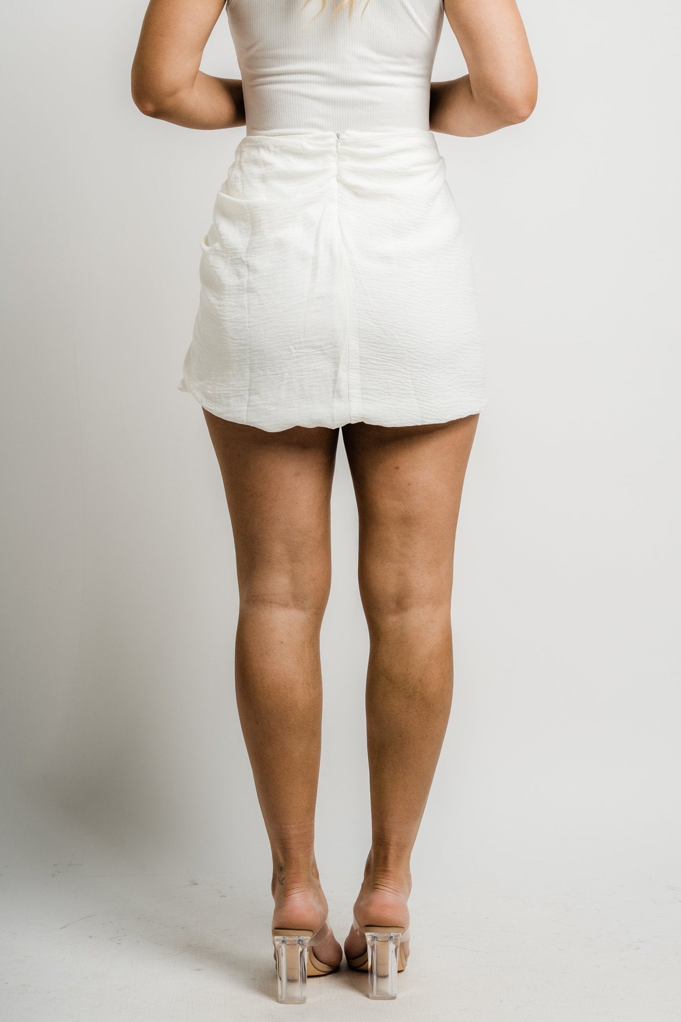 Sarong mini skirt white - Adorable Skirt - Unique Bridesmaid Ideas at Lush Fashion Lounge Boutique in Oklahoma