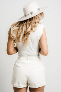 V-neck bodysuit off white - Affordable bodysuit - Boutique Bodysuits at Lush Fashion Lounge Boutique in Oklahoma City